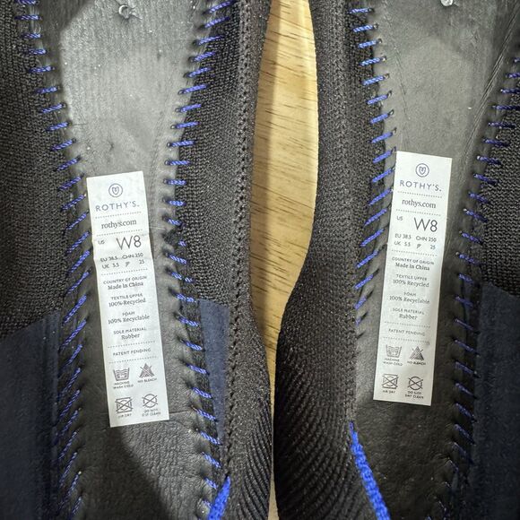 ROTHY'S Lot Of 2 Pair The Flat Black & The Loafer Navy Size 8 Pristine & EUC - Picture 11 of 12